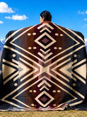 Handwoven Queen Alpaca Blanket | Native American Western Southwestern Home Decor